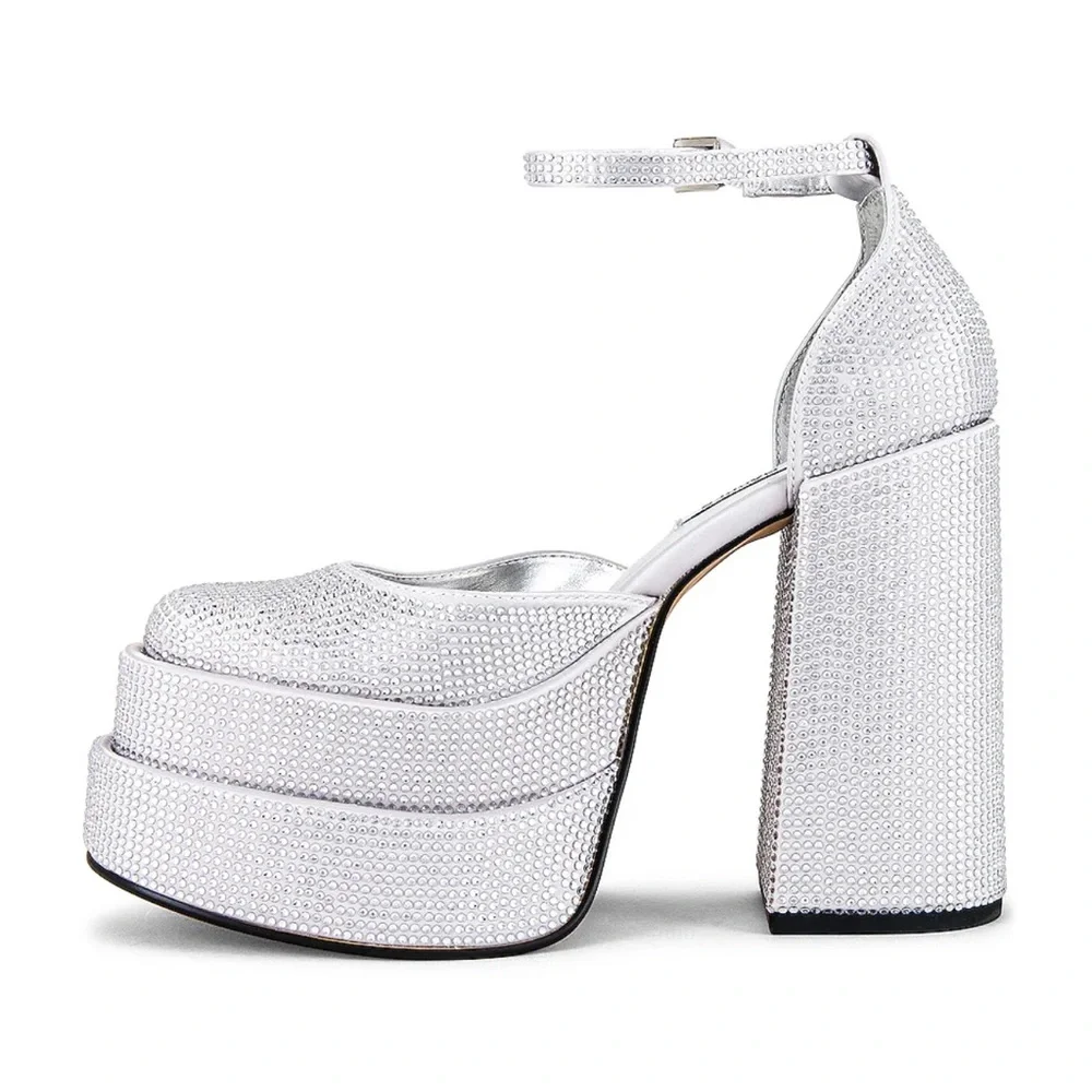 New Steve Madden Charlize double platform shoes in crystal size 6.5 rhinestone